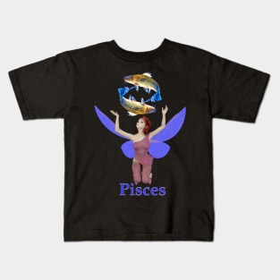 Pisces fairy girl gazing at spinning twin fish Kids T-Shirt